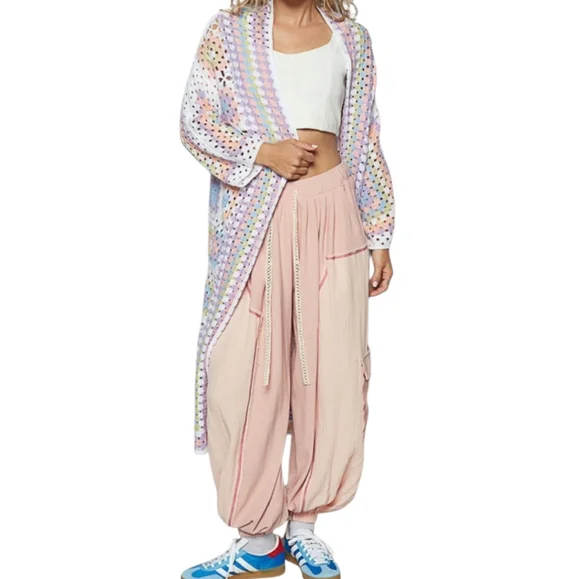 New POL Pastel Crochet Cardigan Size One Size Fits Most - Picture 1 of 3